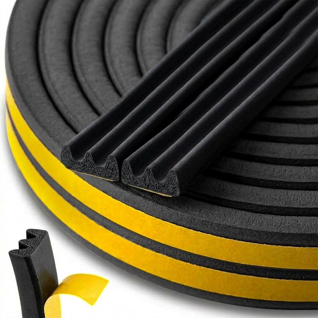 Self-adhesive EPDM Type E seal for windows and doors, 9 x 4 mm, 150 m, black