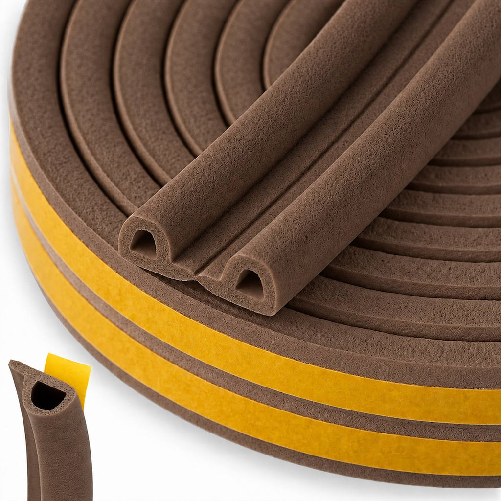 Self-adhesive EPDM seal for windows and doors, Type P, 9x5.5mm, 100m, brown