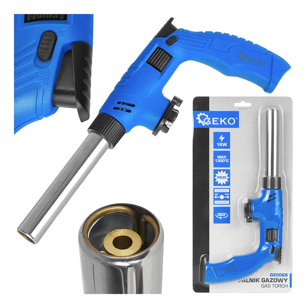 Auto-ignition gas torch body, 360° - butane burner with long nozzle