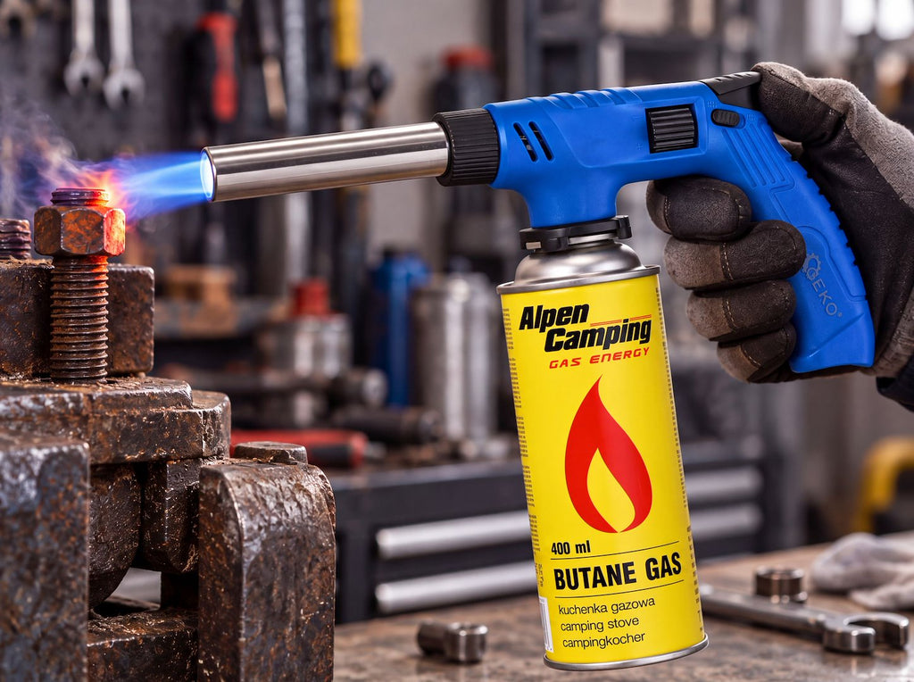Auto-ignition gas torch body, 360° - butane burner with long nozzle