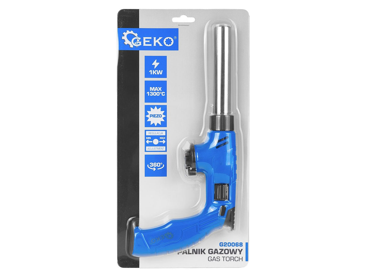 Auto-ignition gas torch body, 360° - butane burner with long nozzle