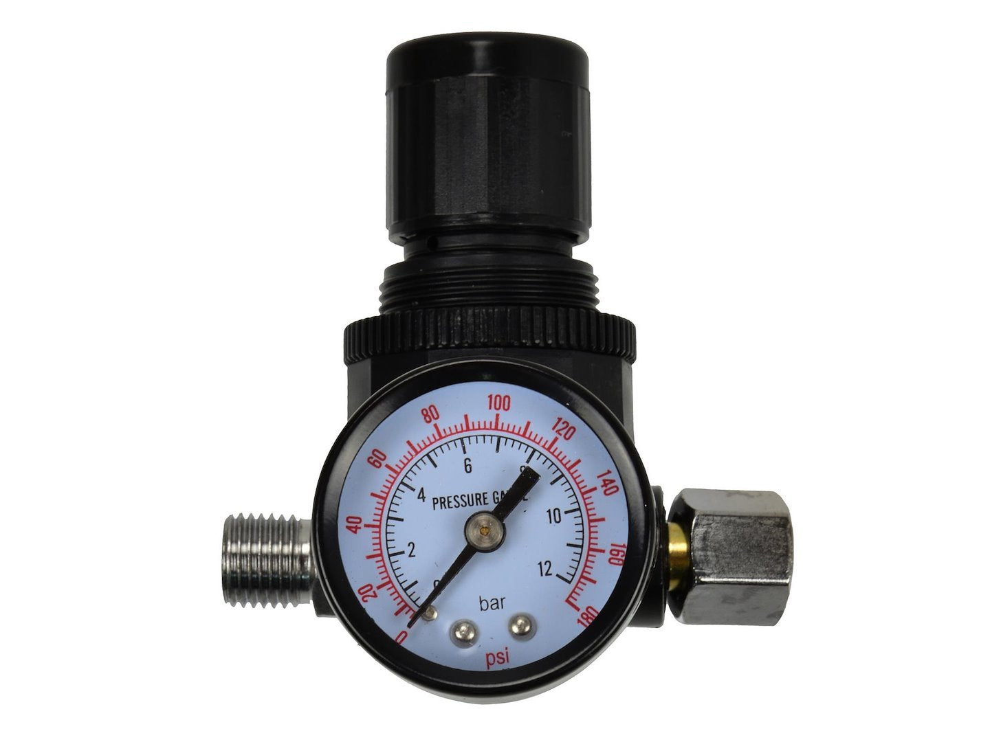 HVLP Spray Gun Air Regulator with Pressure Gauge and Diaphragm Control, 0-12 BAR (0-180 PSI), 1/4" Thread
