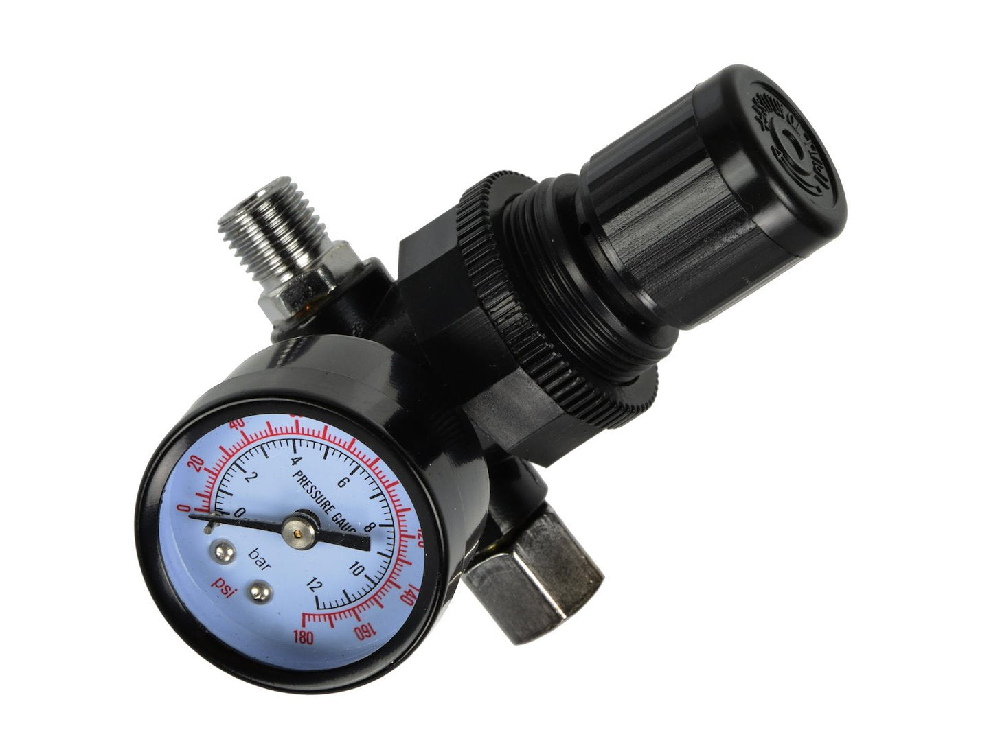 HVLP Spray Gun Air Regulator with Pressure Gauge and Diaphragm Control, 0-12 BAR (0-180 PSI), 1/4" Thread