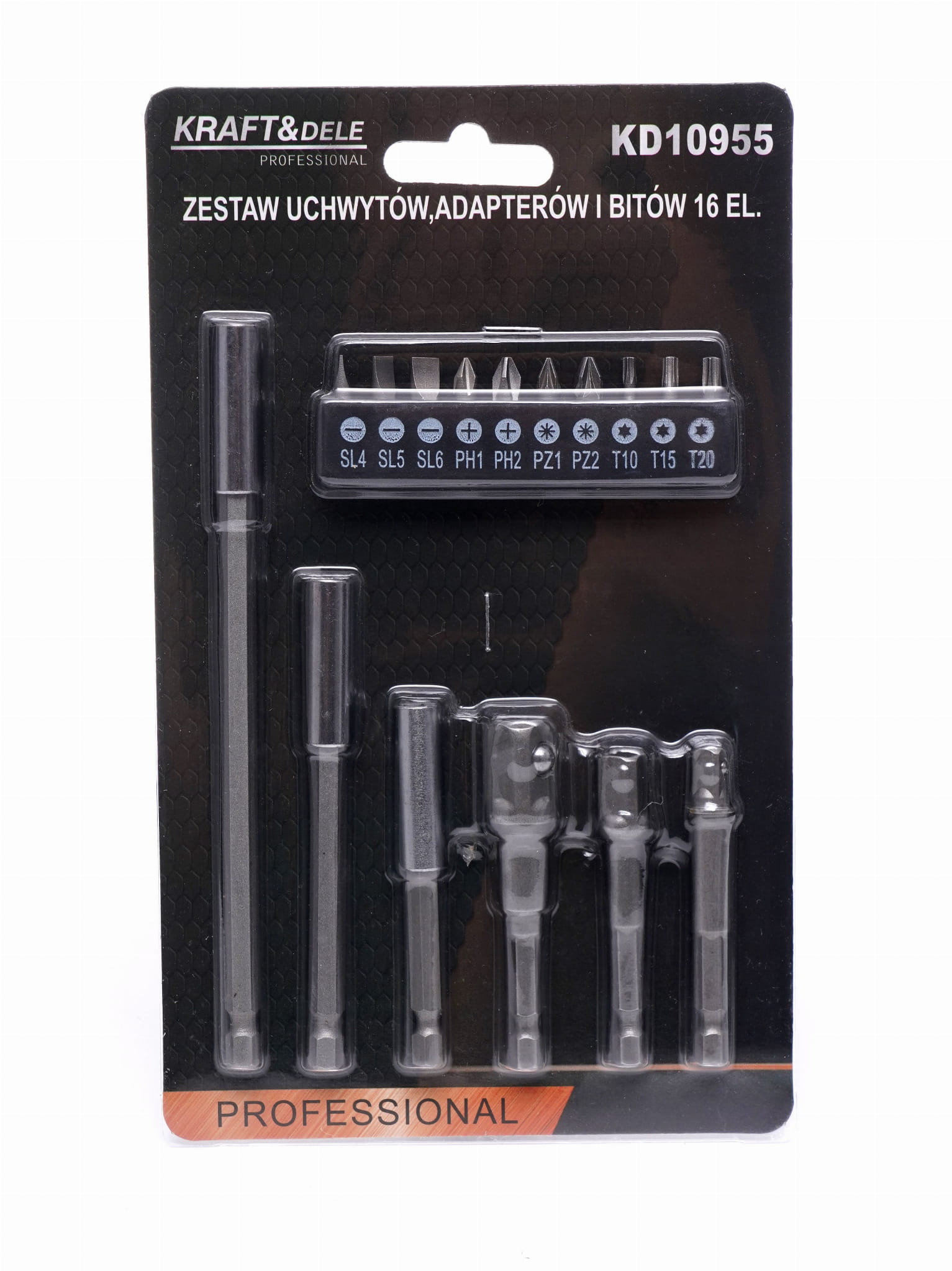 Set of handles, adapters, and bits 16 pcs. KD10955 (VC2)