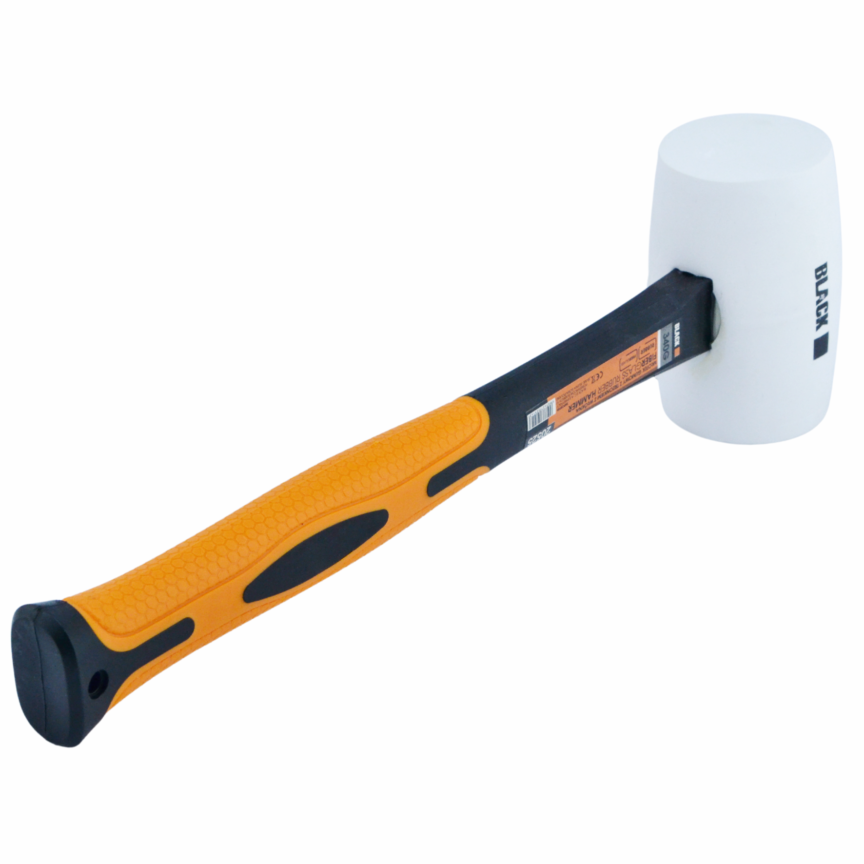 Professionaalne 340g kummivasar klaaskiust käepidemega, valge kummipea, Black bränd