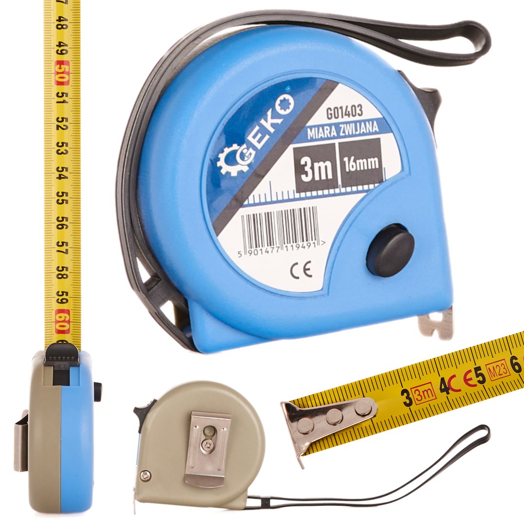 GEKO Measuring Tape 3 m x 16 mm x 0.115 mm (colour: GEKO)