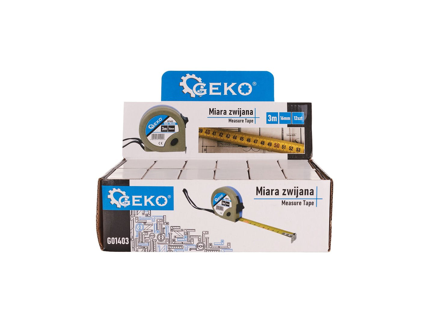 GEKO Measuring Tape 3 m x 16 mm x 0.115 mm (colour: GEKO)