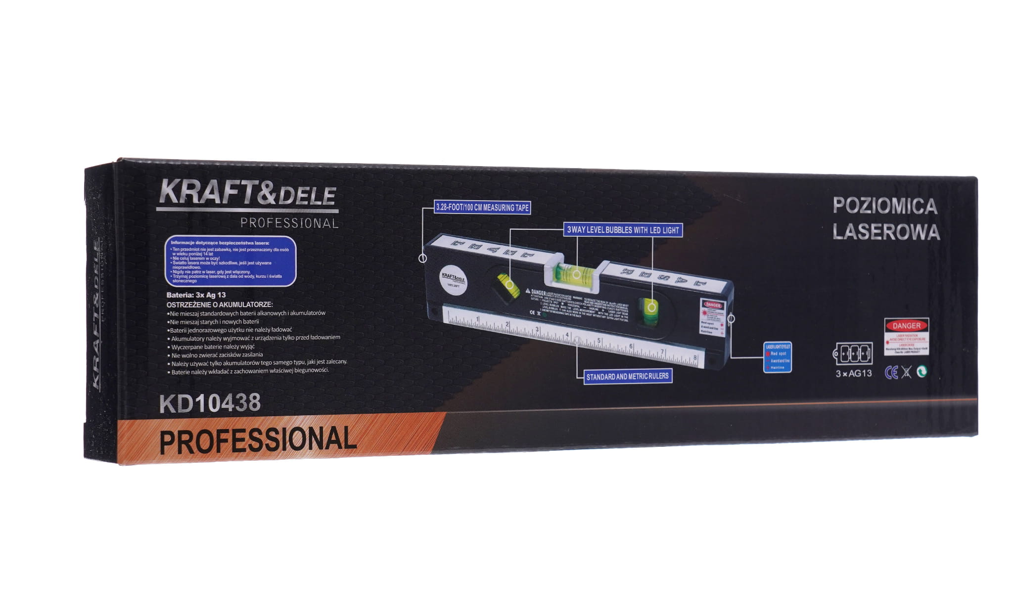 Laserlood koos 150cm mõõdulindiga KD10438 (VB10)