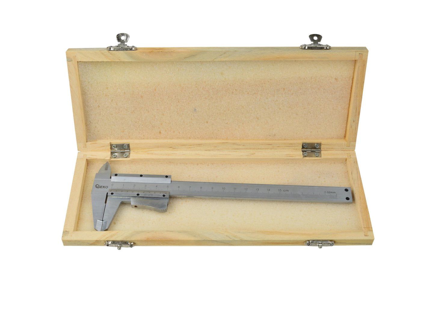 Vernier Caliper 150 mm, 0.02 mm resolution, Auto-lock, wooden box