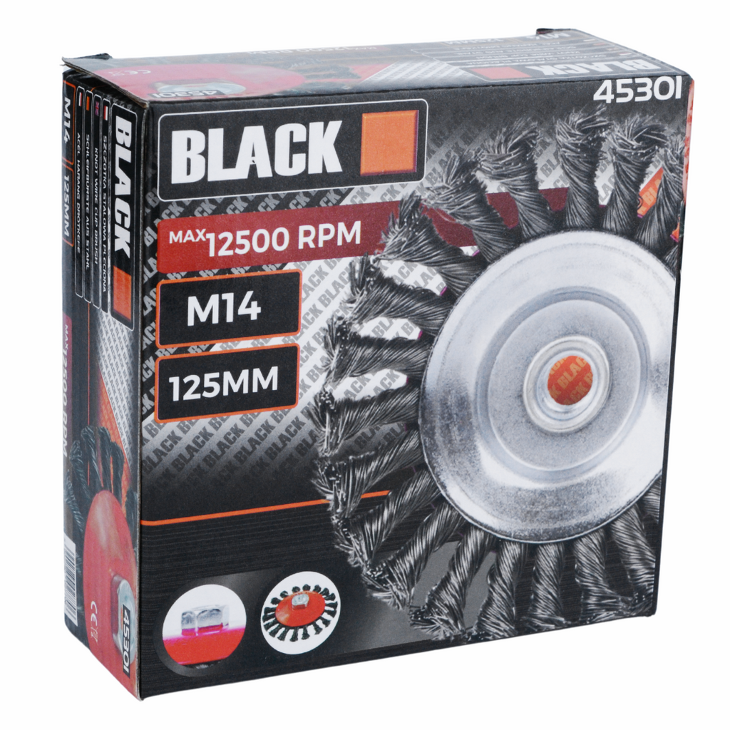 Rotary Braided Brush for Angle Grinder M14 125mm Black