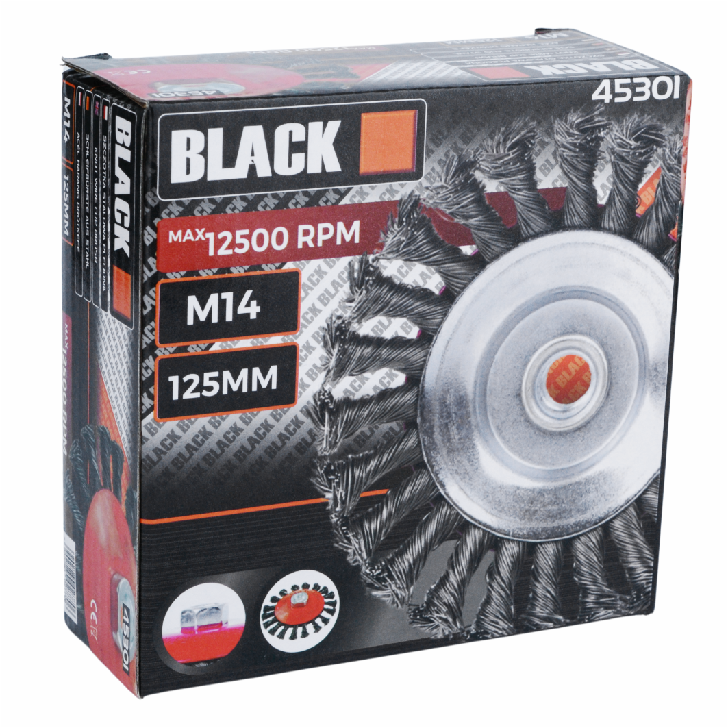 Rotary Braided Brush for Angle Grinder M14 125mm Black