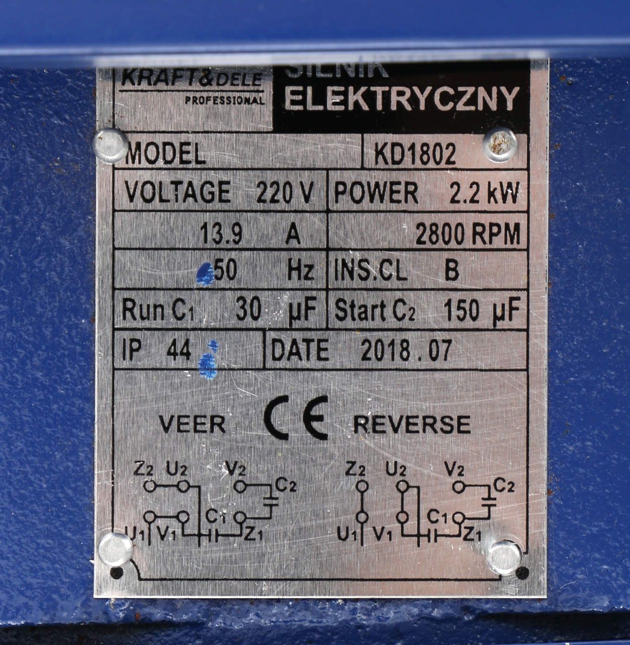 Electric motor 2.2KW 220V 2800rpm KD1802