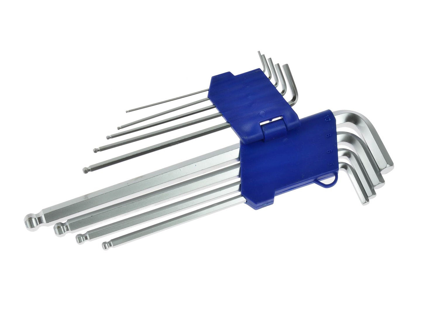 9-Piece Ball-End Long-Arm Hex Key Set 1.5–10 mm (Longest Key 260 mm)