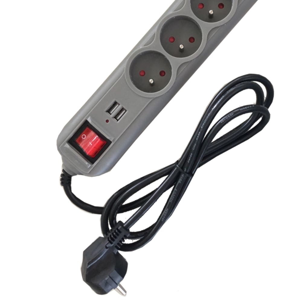 KRAFT&DELE pikendusjuhe 5 pesaga ja 2 USB-pordiga 1,5 m KD4033