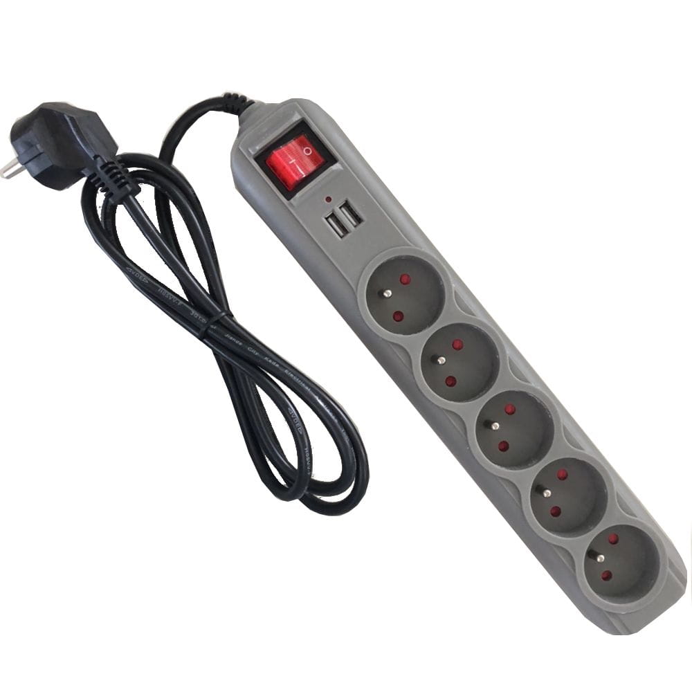 KRAFT&DELE pikendusjuhe 5 pesaga ja 2 USB-pordiga 1,5 m KD4033