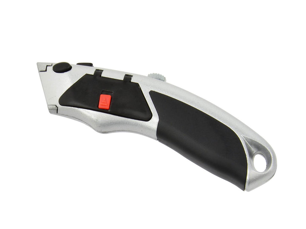Wallpaper utility knife with blade magazine — aluminum, rubberized, 19 mm trapezoidal blade + 5 blades
