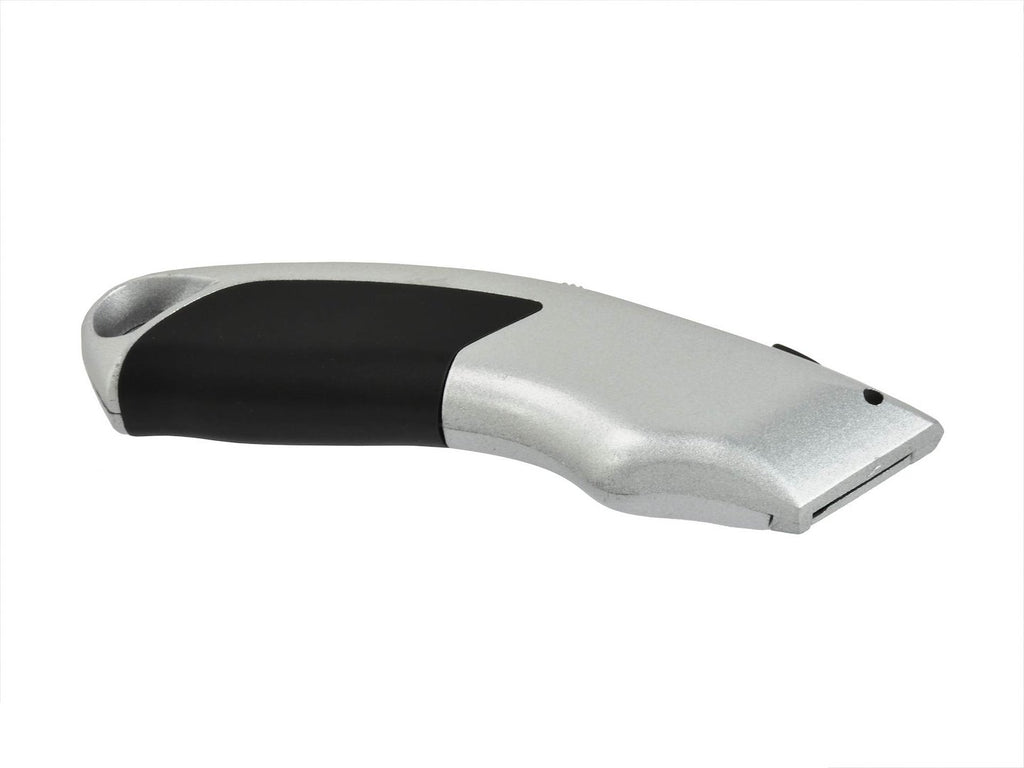 Wallpaper utility knife with blade magazine — aluminum, rubberized, 19 mm trapezoidal blade + 5 blades