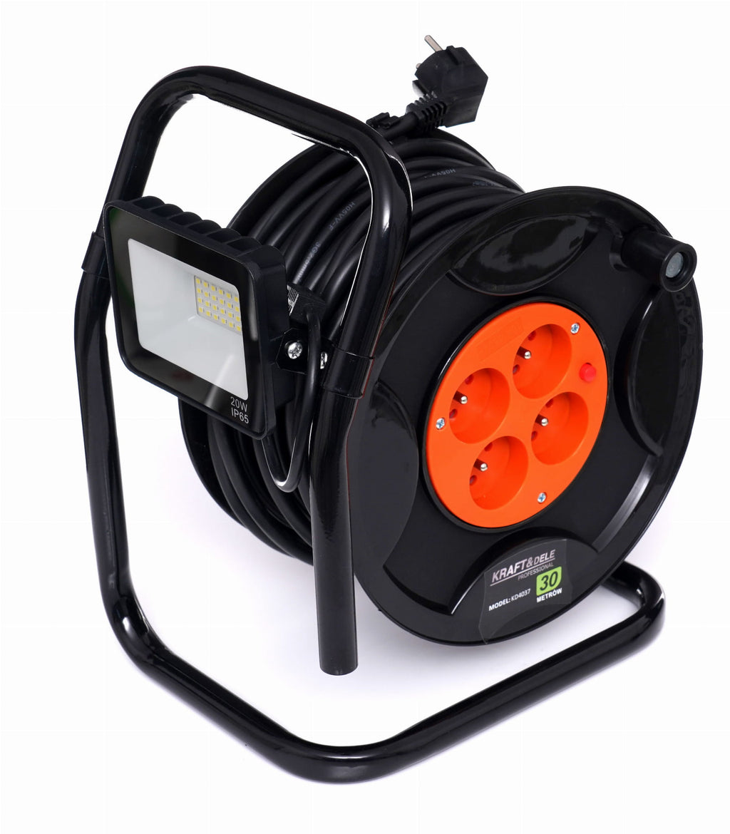 REEL EXTENSION CORD 30M + LED KD4037