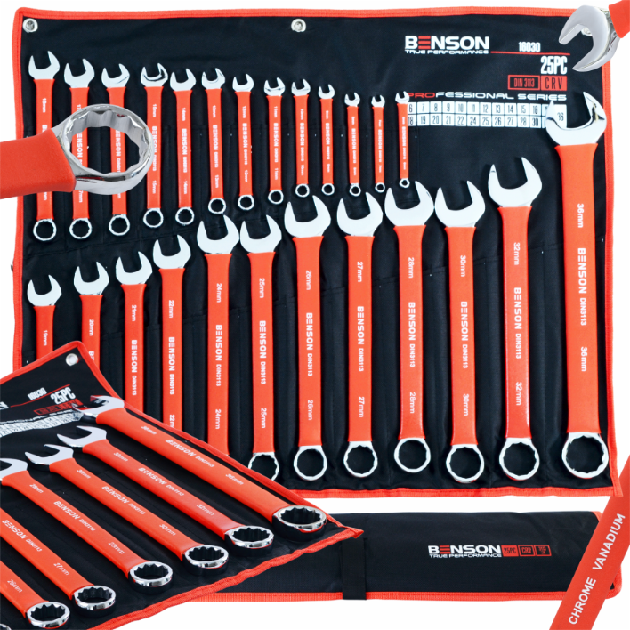 Benson by Black Large Set of 25 Complete Flat Rubber Wrenches 6-36mm