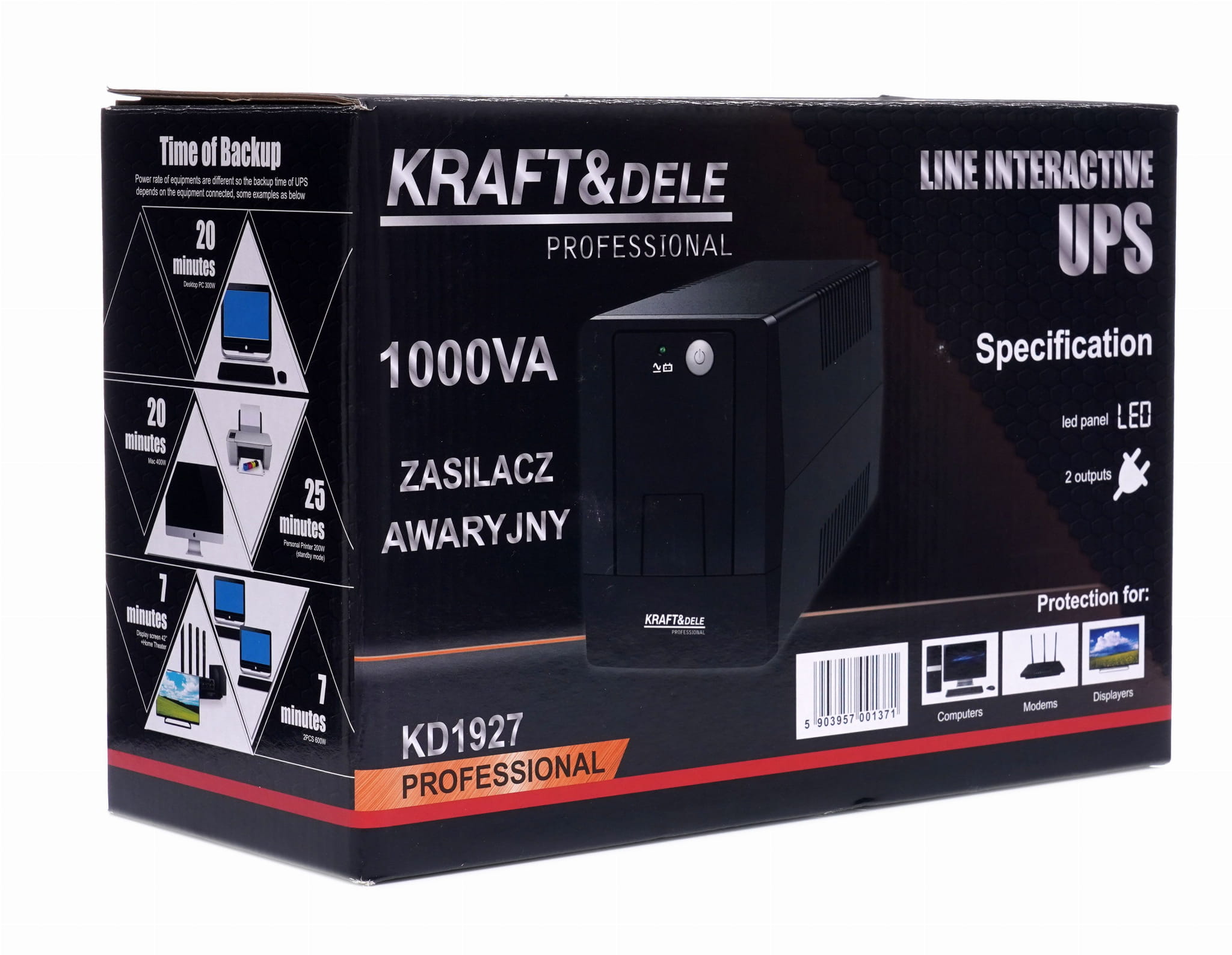 Varutoiteallikas UPS 1000VA LED KD1927