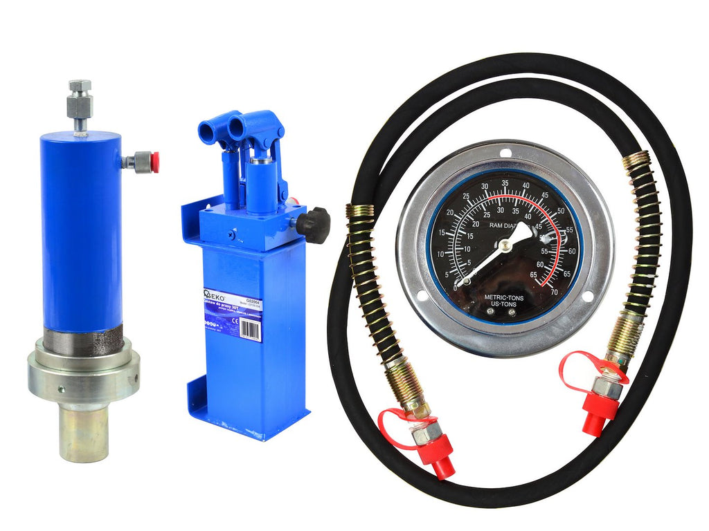 30-Ton Shop Press Kit: Cylinder, 2-Speed Pump, Gauge with Hose