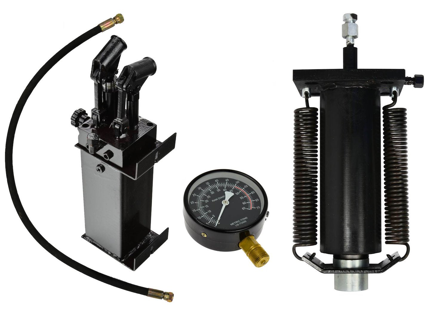 50 Ton Shop Press Replacement Kit — Cylinder with Return Springs, 2-Speed Pump, Gauge and Hose