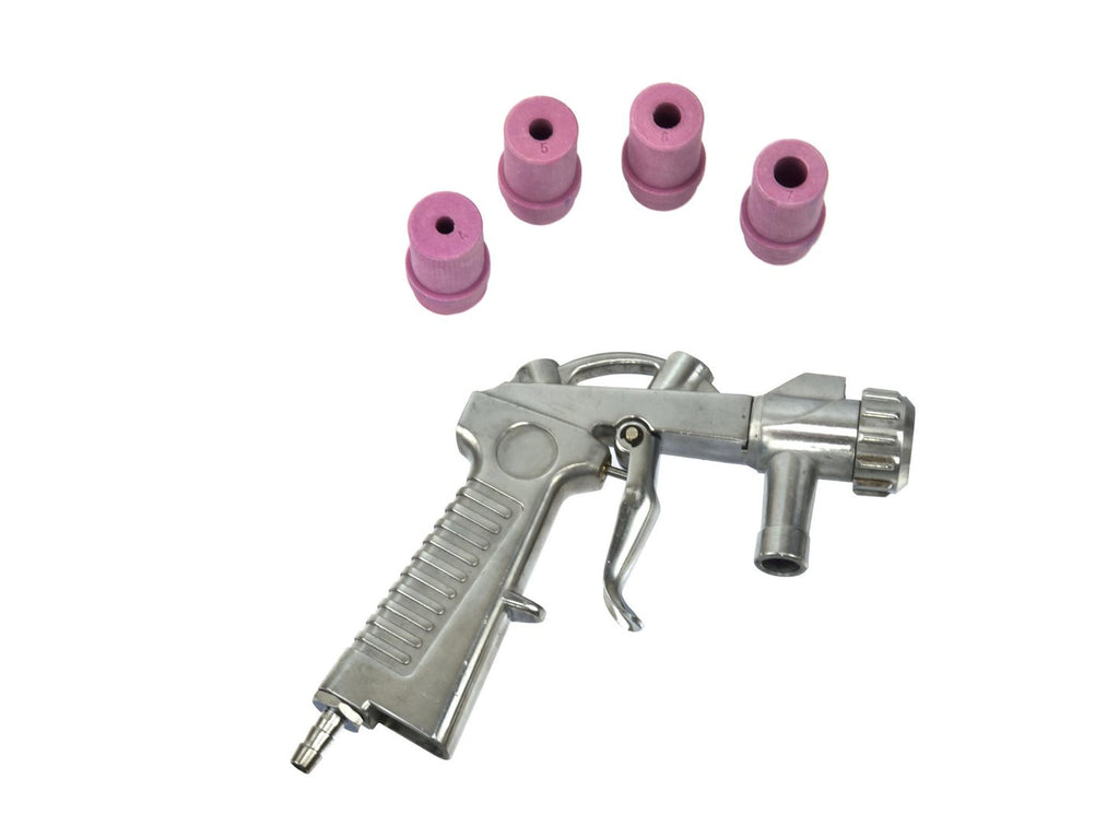 Siphon-Feed Sandblaster Air Gun with 4 Ceramic Nozzles