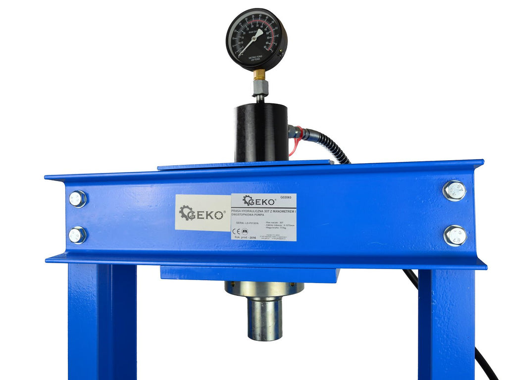 30 tonne Shop Press with 2-Speed Hand Pump and Gauge