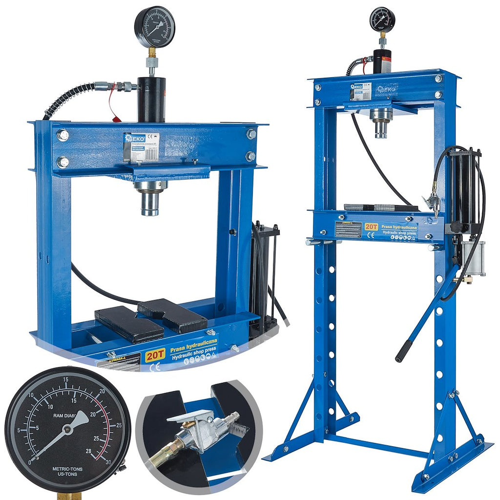 20 Ton Air/Hydraulic Shop Press with Gauge