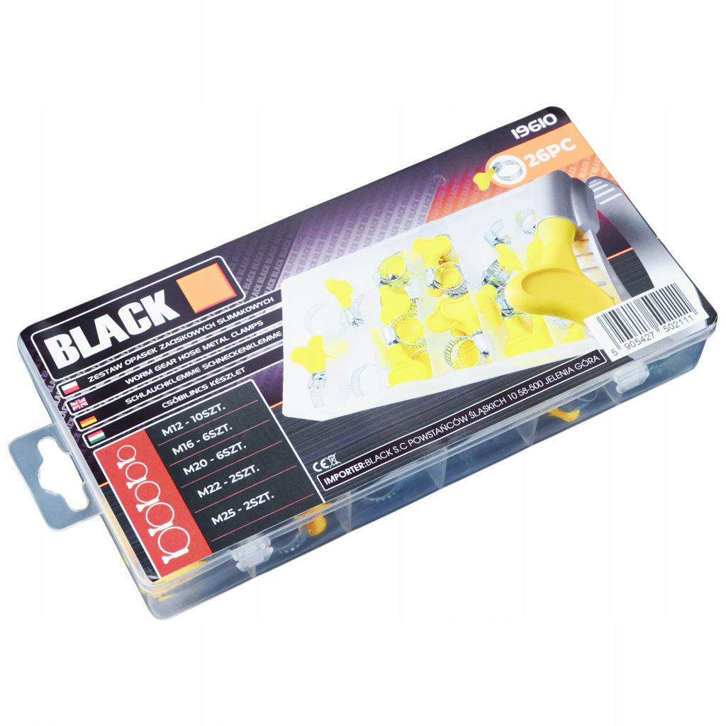 Kinnitusrihmade klambrid tsübandid koos liblikmutrite komplektiga 26 tk M12-25 Black
