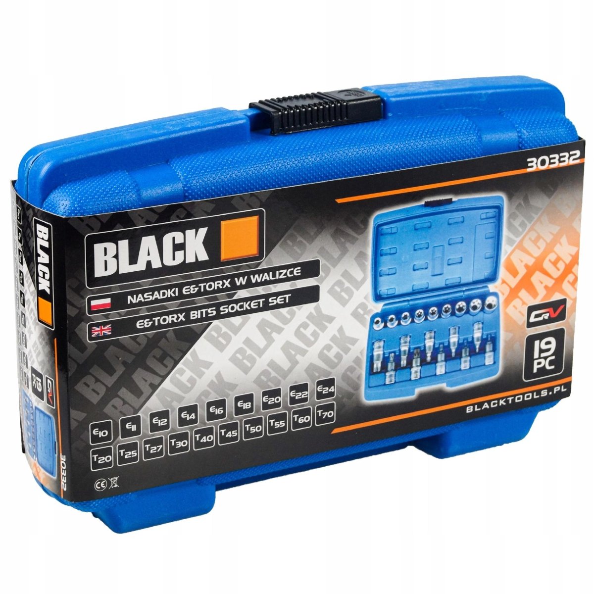 19-osaline 1/2" E-TORX ja TORX padrunite komplekt