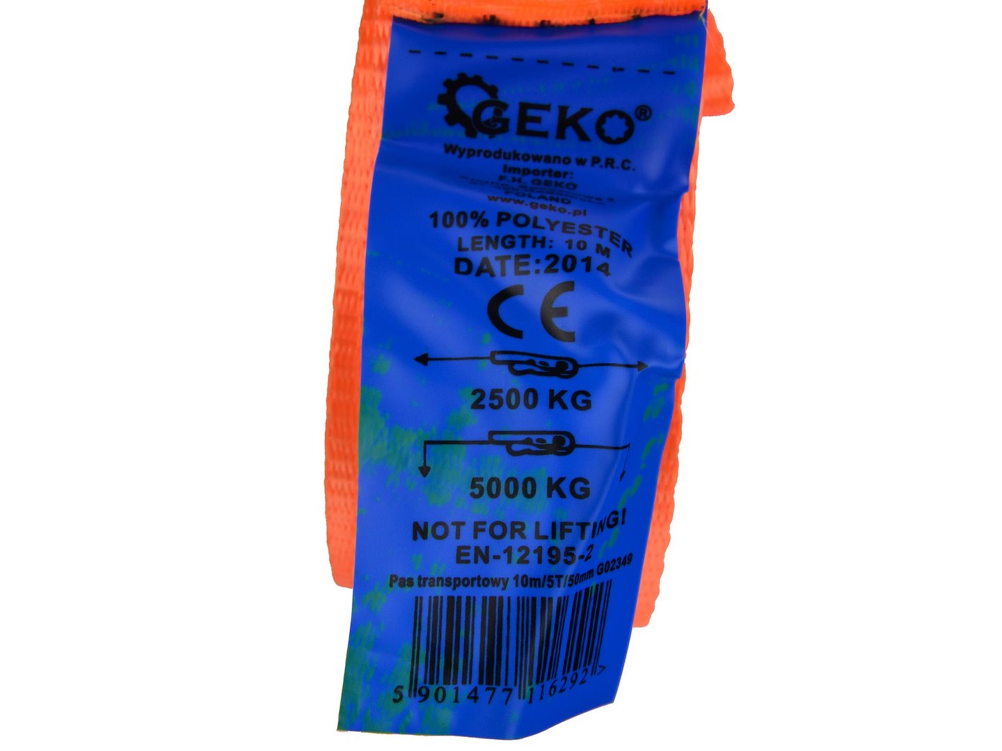 Tie-Down Strap with J-Hook and Loop, 10 m, 5T, 50 mm