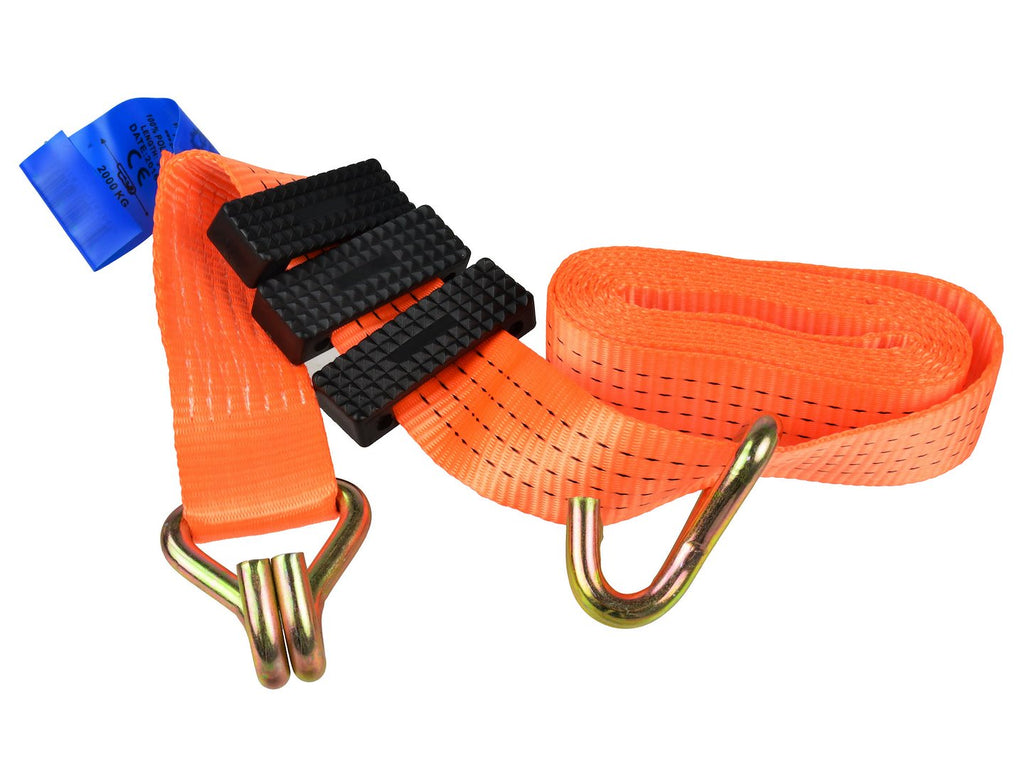 Car Transporter Ratchet Tire Straps for Trailers - J-hooks, 3 m, 4T, 50 mm