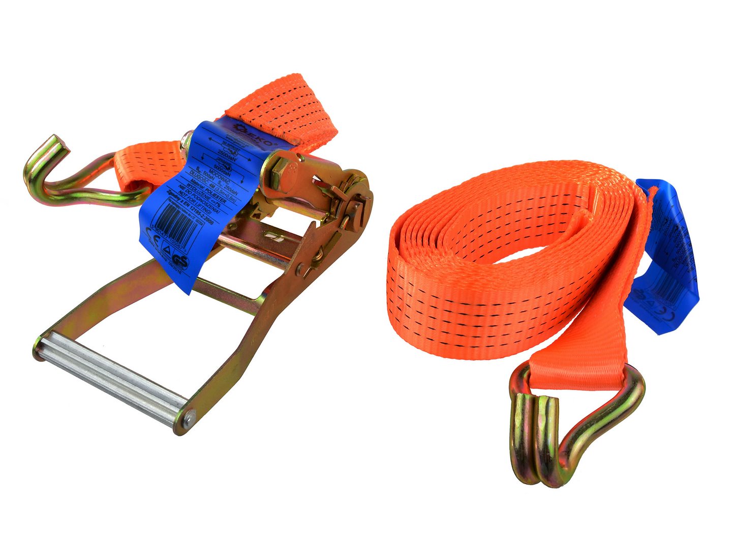 Ratchet Tie-Down Strap with J Hooks, 5 m / 5T / 50 mm