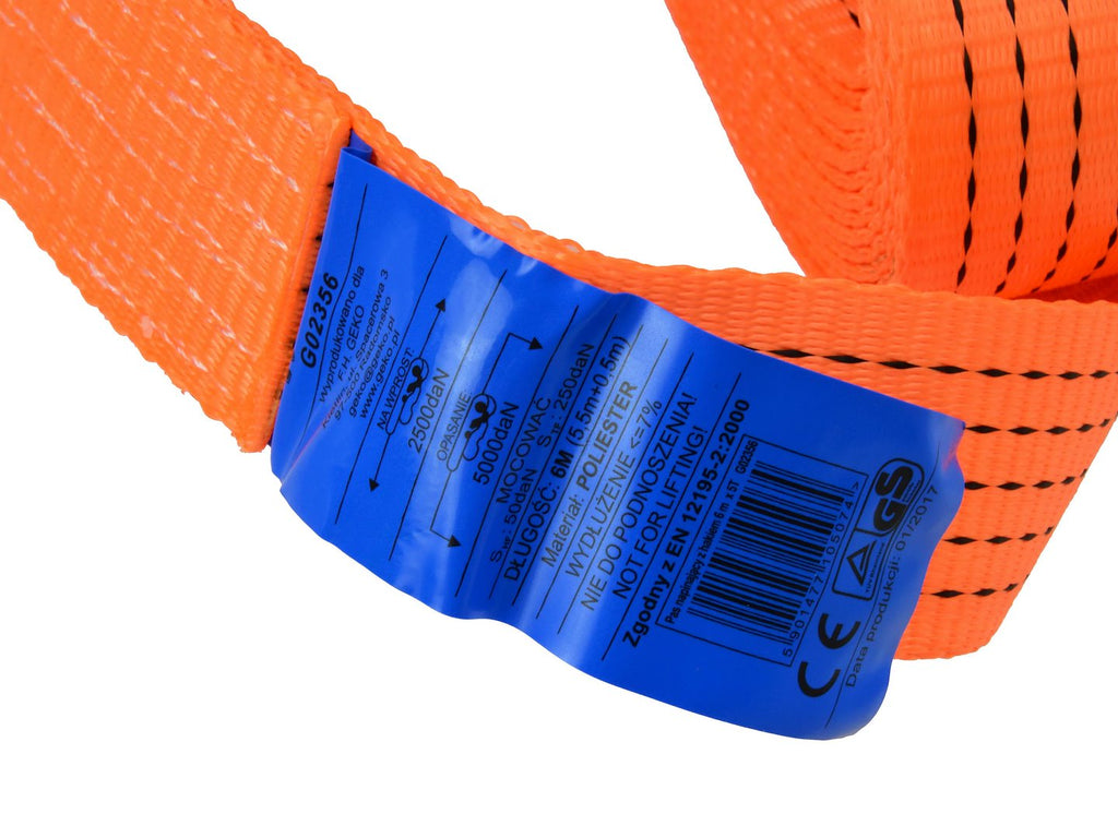 Ratchet Tie-Down Strap with J Hooks 6m/5T/50mm