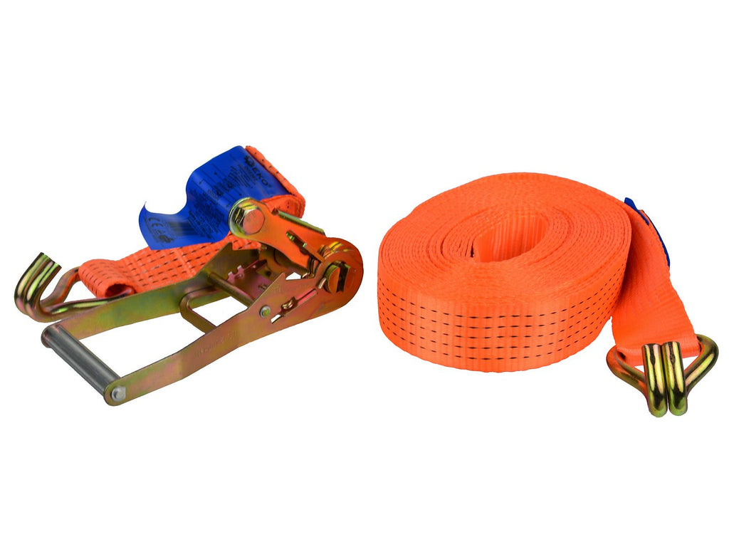 Ratchet Tie-Down Strap with J-Hooks, 12 m / 5T / 50 mm
