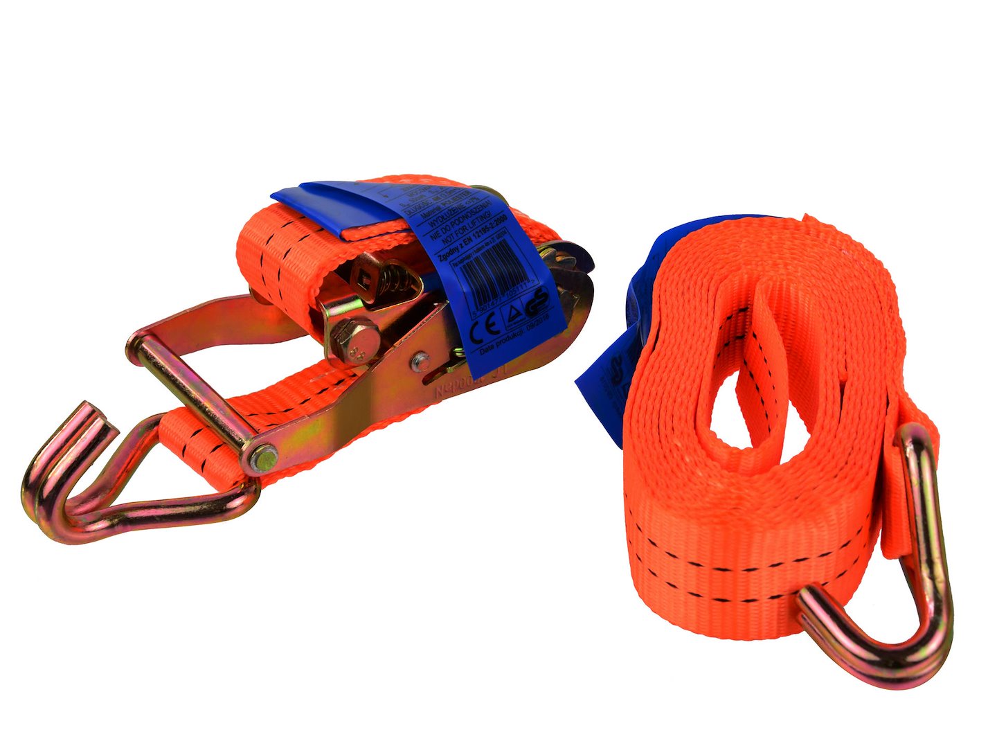 Ratchet Tie-Down Strap with J Hooks, 4 m, 2000 kg, 35 mm