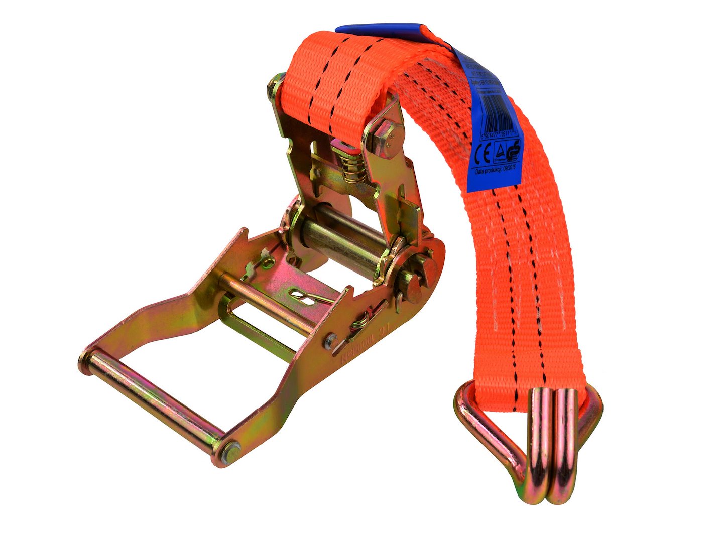 Ratchet Tie-Down Strap with J Hooks, 4 m, 2000 kg, 35 mm