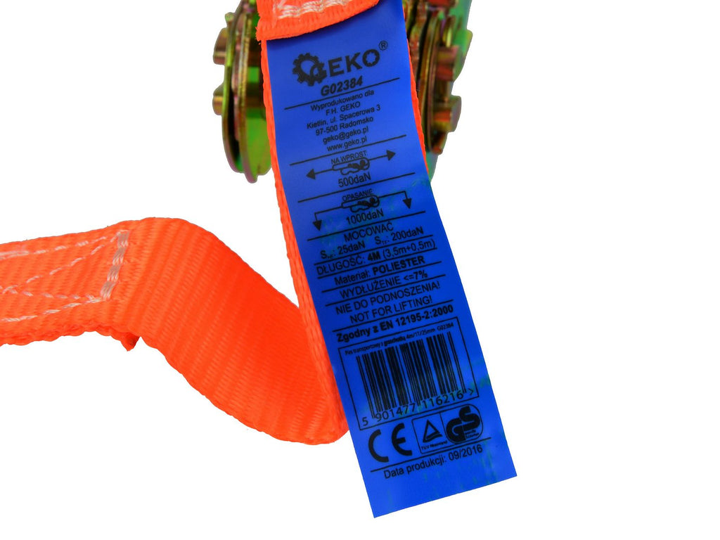 Ratchet Tie-Down Strap with J-Hooks 4 m / 1 T / 25 mm
