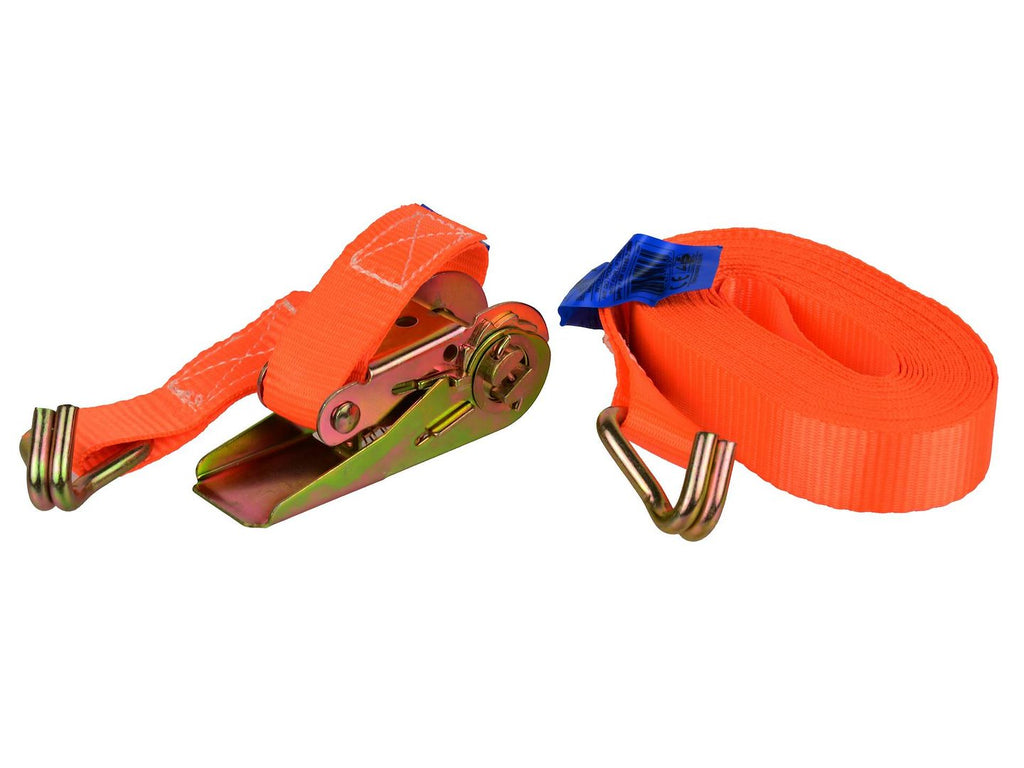 Ratchet Tie-Down Strap with J Hooks, 6 m, 1 T, 25 mm