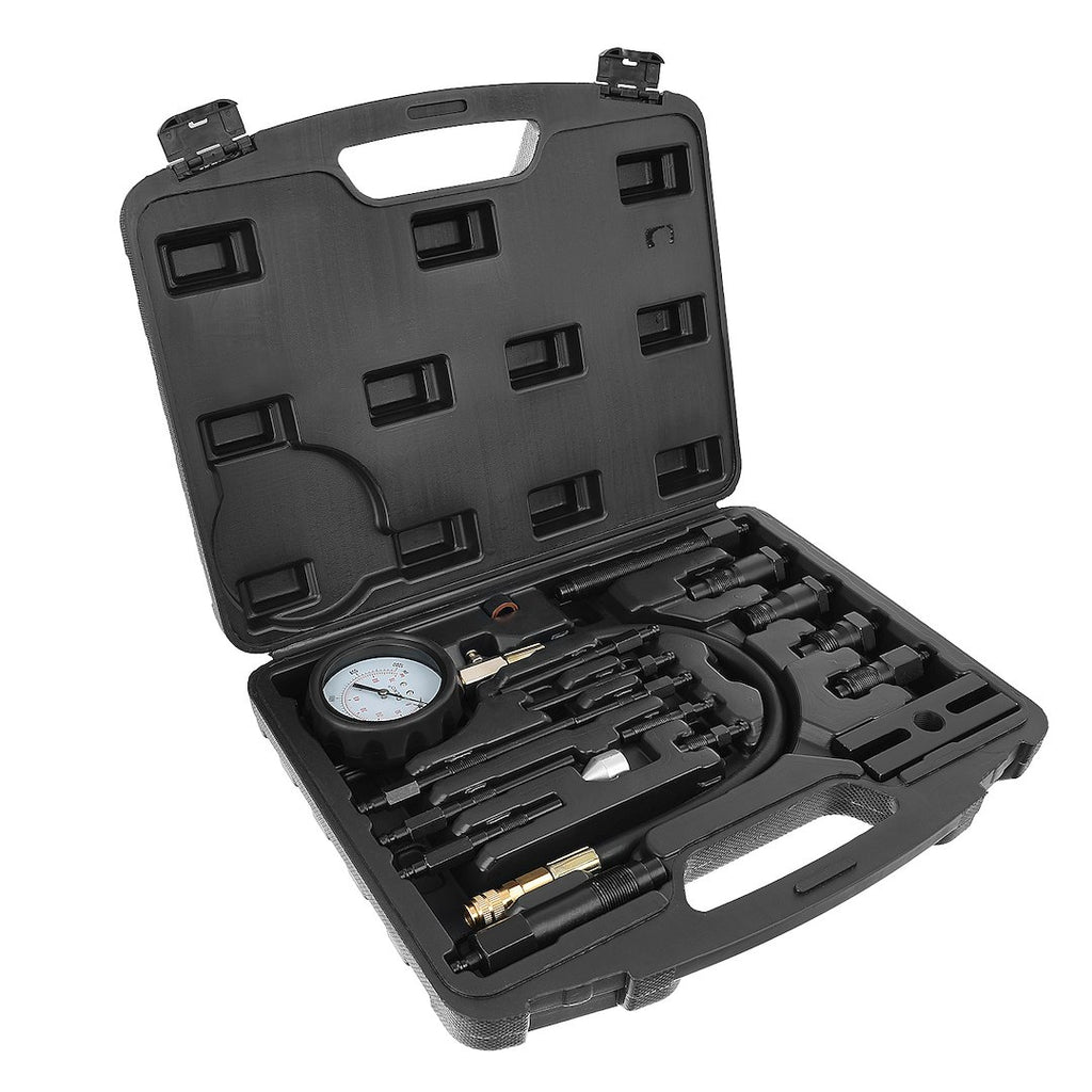 Cylinder pressure tester for diesel trucks with adapters