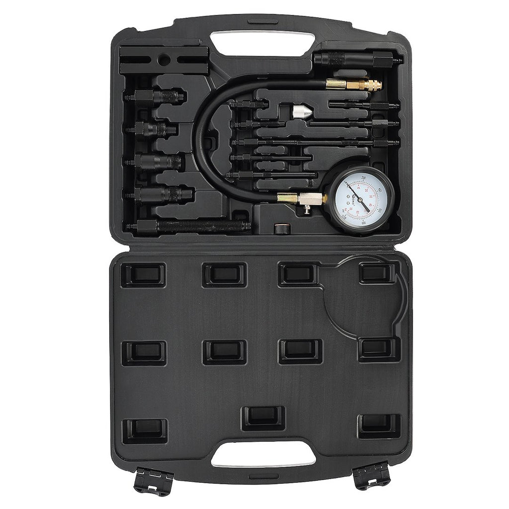 Cylinder pressure tester for diesel trucks with adapters