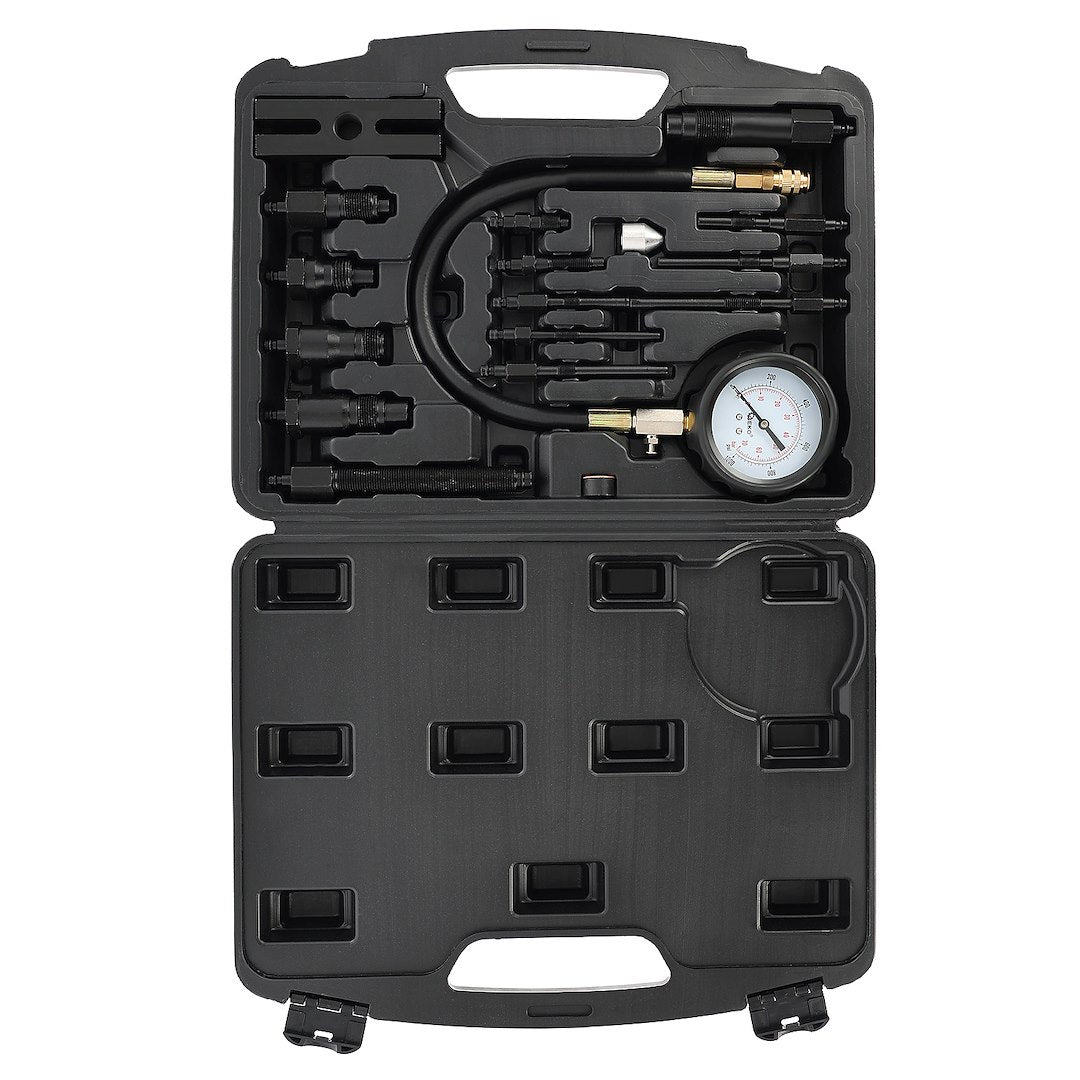 Cylinder pressure tester for diesel trucks with adapters