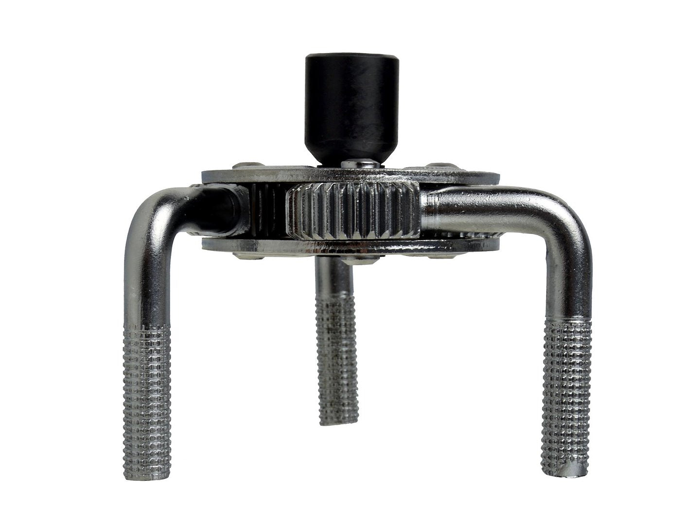 Three-pawl oil filter spanner, 3/8" or 1/2" drive (65–130 mm)