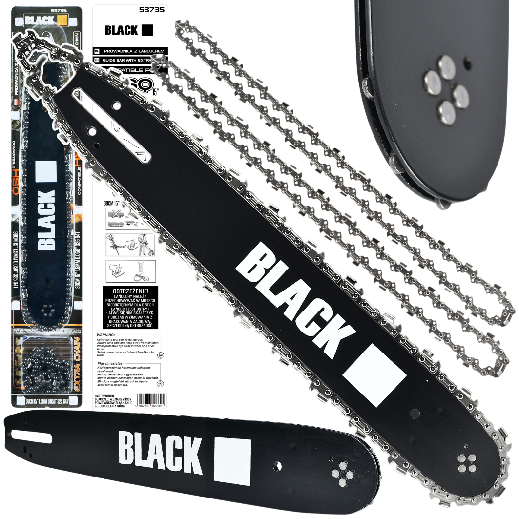 Guide Bar for 2 Chains, 15", 38 cm, 0.325 Pitch, 1.5 mm, 64 Drive Links