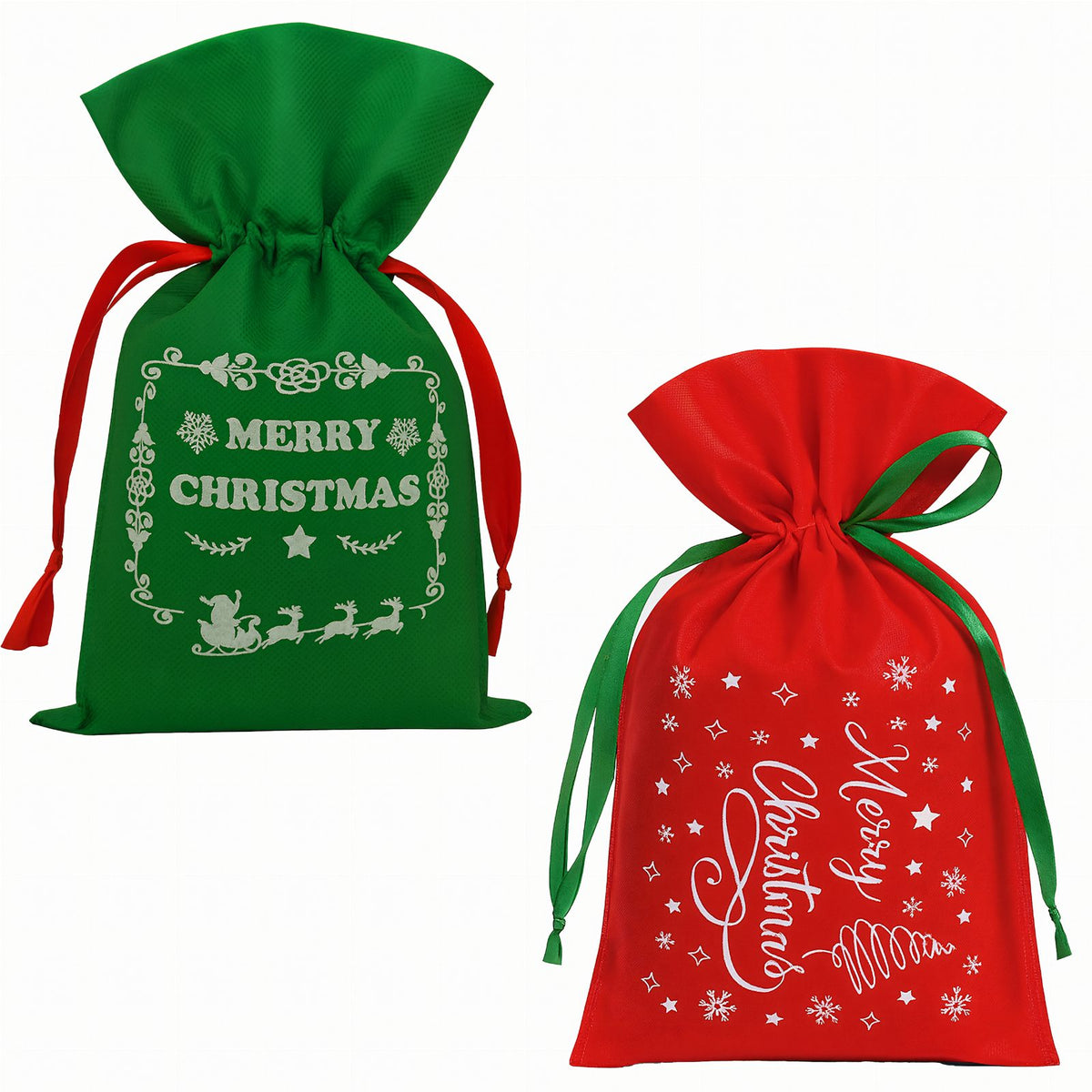 Set of 8 Decorative Holiday Gift Bags with Ribbon 8 pcs