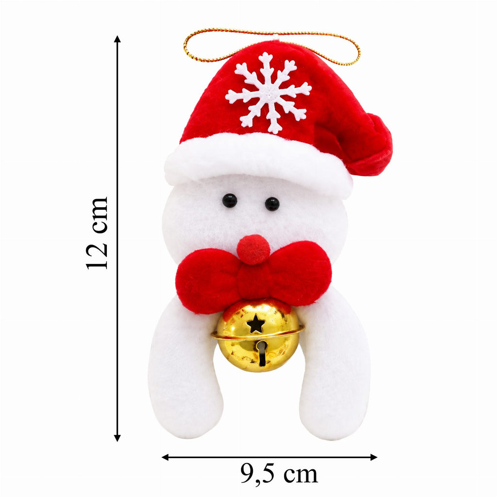 Christmas Snowman Ornament with Hanging Loop and Bell 12cm