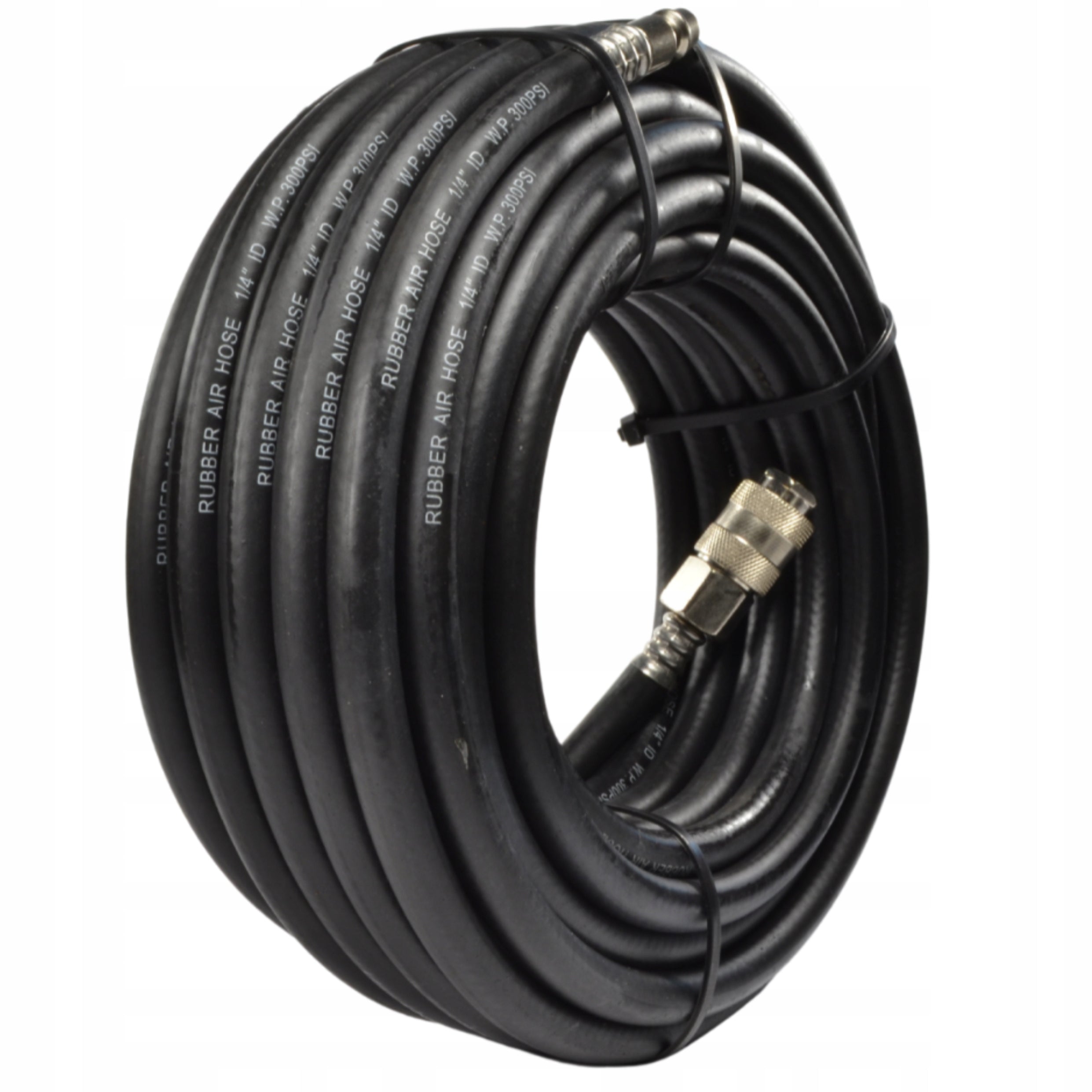 Black 10M 1/4" Rubber Hose Crimped Pneumatic Pipe for Compressor