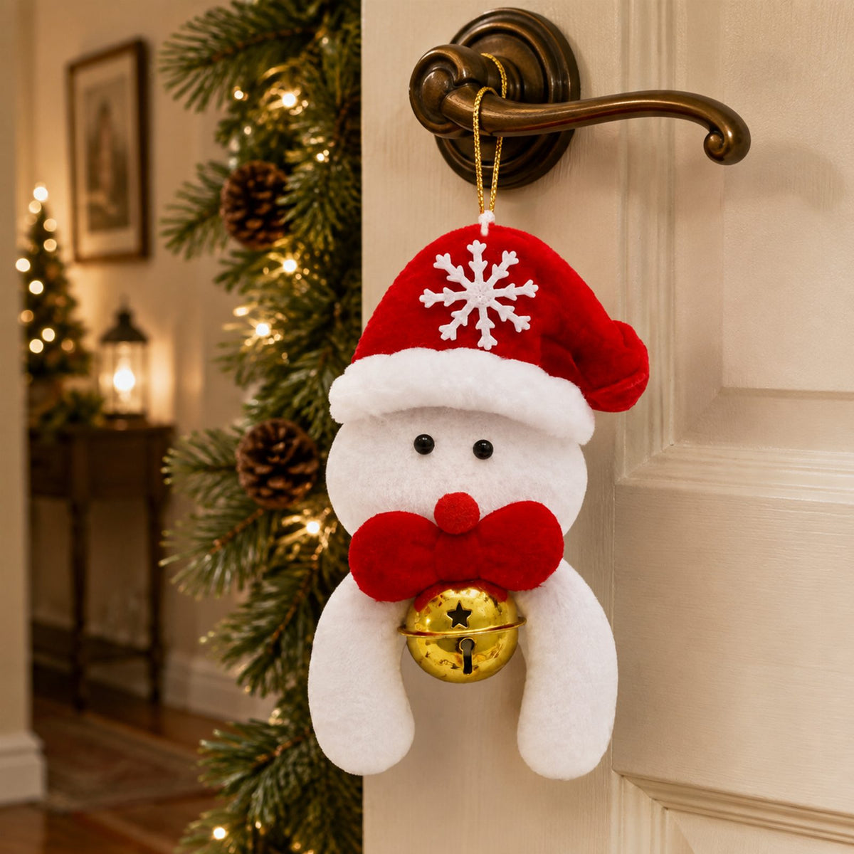 Christmas Snowman Ornament with Hanging Loop and Bell 12cm