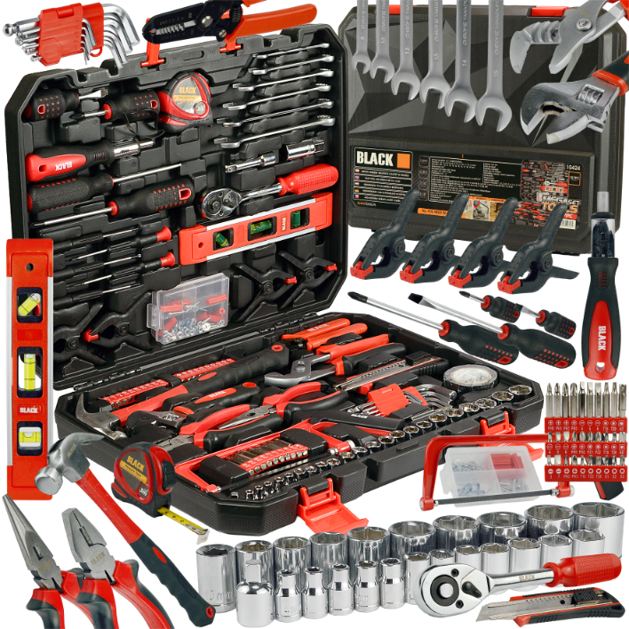 MEGA KOMPLEKT TÖÖRIISTAKOHVER 168 TK VÕTMED JA PESAAD 1/4" 3/8" CRV